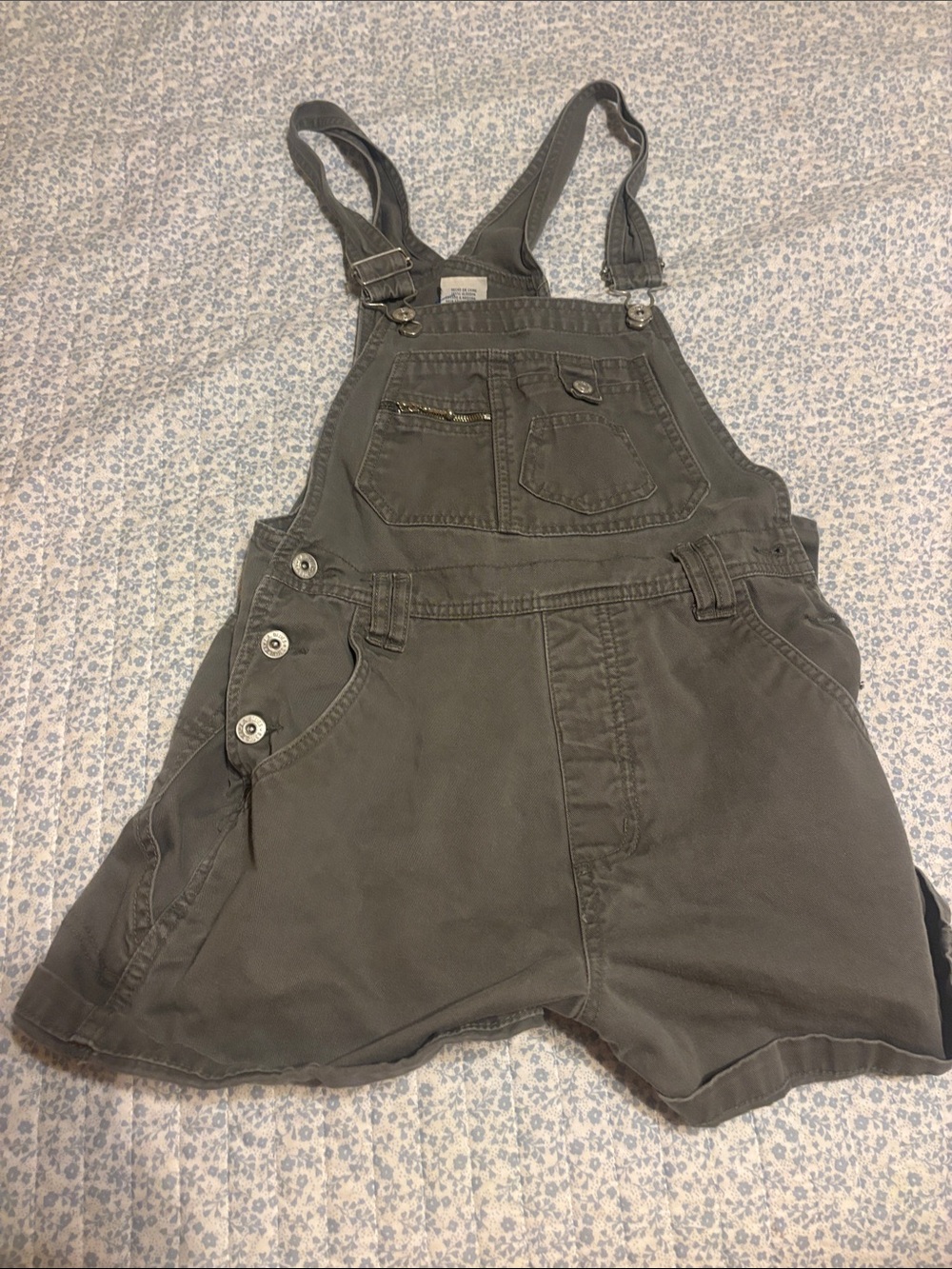 Vintage Short Overalls in Olive Gray
